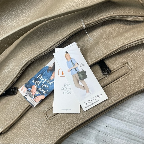 Lug Cable Car Classic Vegan Leather Shoulder Crossbody Messenger RIFD Bag Cream - Picture 10 of 16